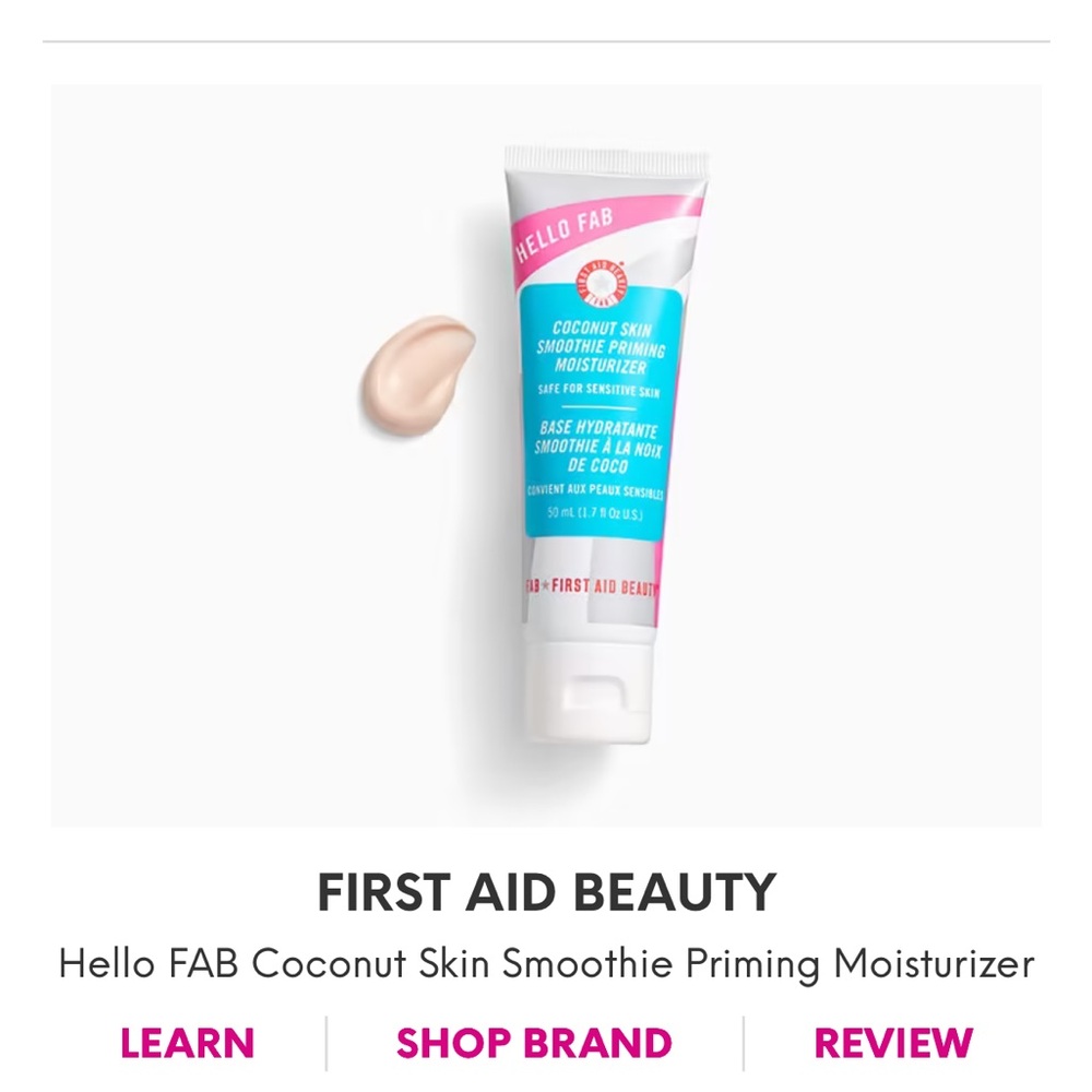 First Aid Beauty  Hello FAB Coconut Skin Smoothie Priming Moisturizer
